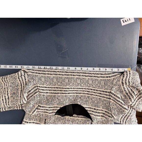 Zara Womens Black & White Striped Short-Sleeve Dress Small Tweed - Picture 7 of 13